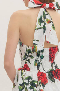 Entro - Delta Rose Eyelet Tiered Midi Dress