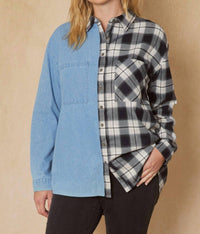 Entro - Denim & Plaid Top