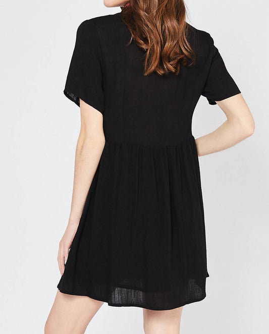 Entro - Embroidered & Tassel Mini Dress - black - clothing - cotton - blend