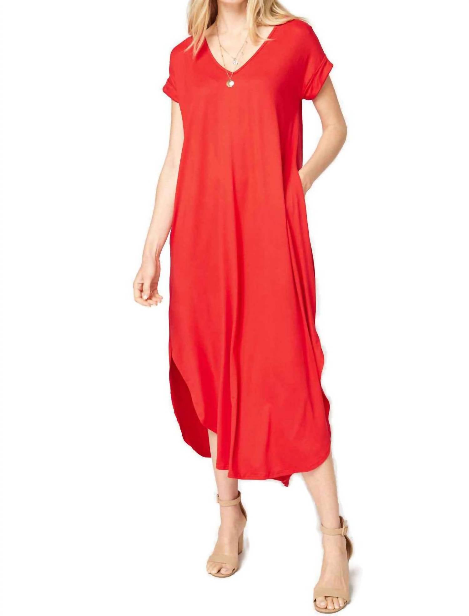 Entro - Everyday Pocket Maxi Dress, Tangerine - clothing - dresses - maxi