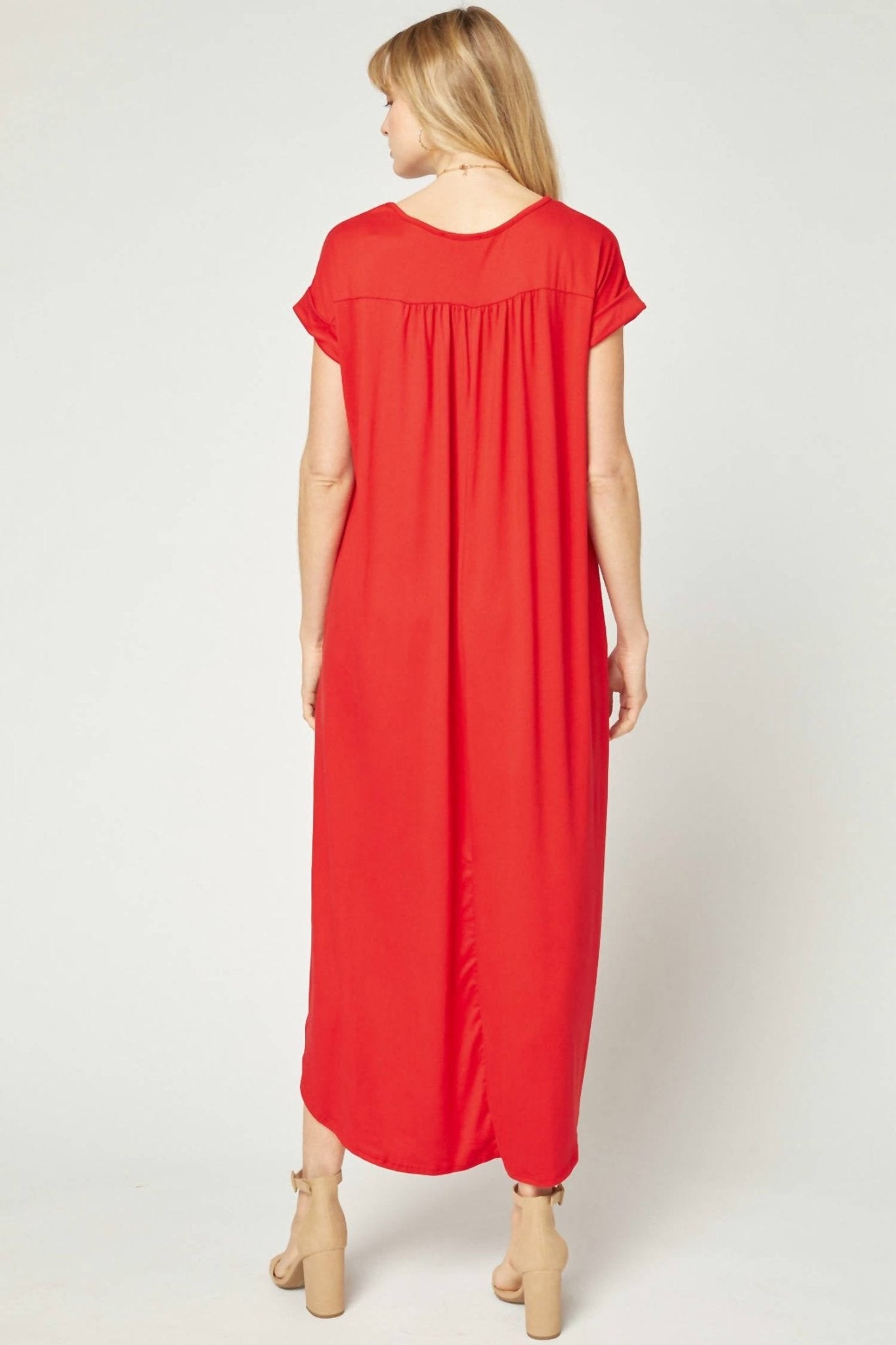 Entro - Everyday Pocket Maxi Dress, Tangerine - clothing - dresses - maxi