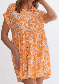 Entro - Floral Button Front Collared Dress