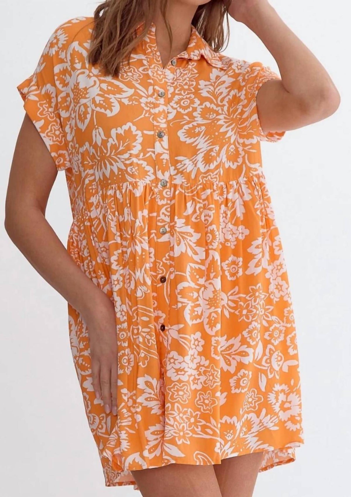 Entro - Floral Button Front Collared Dress
