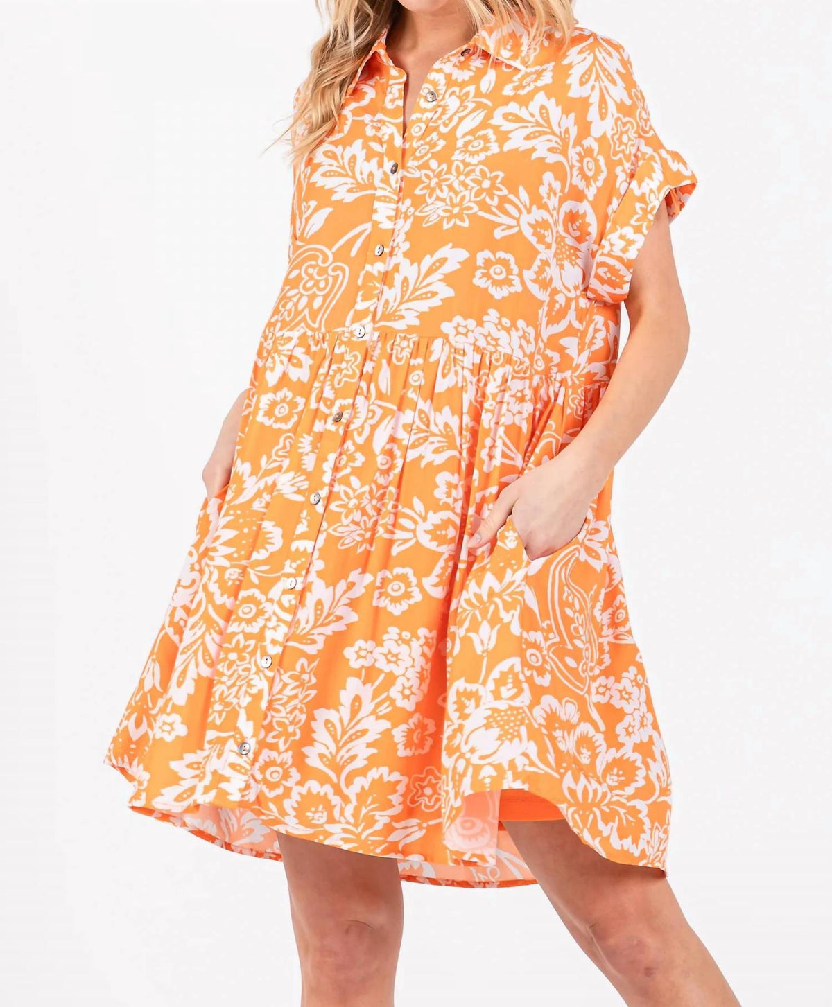 Entro - Floral Button Front Collared Dress