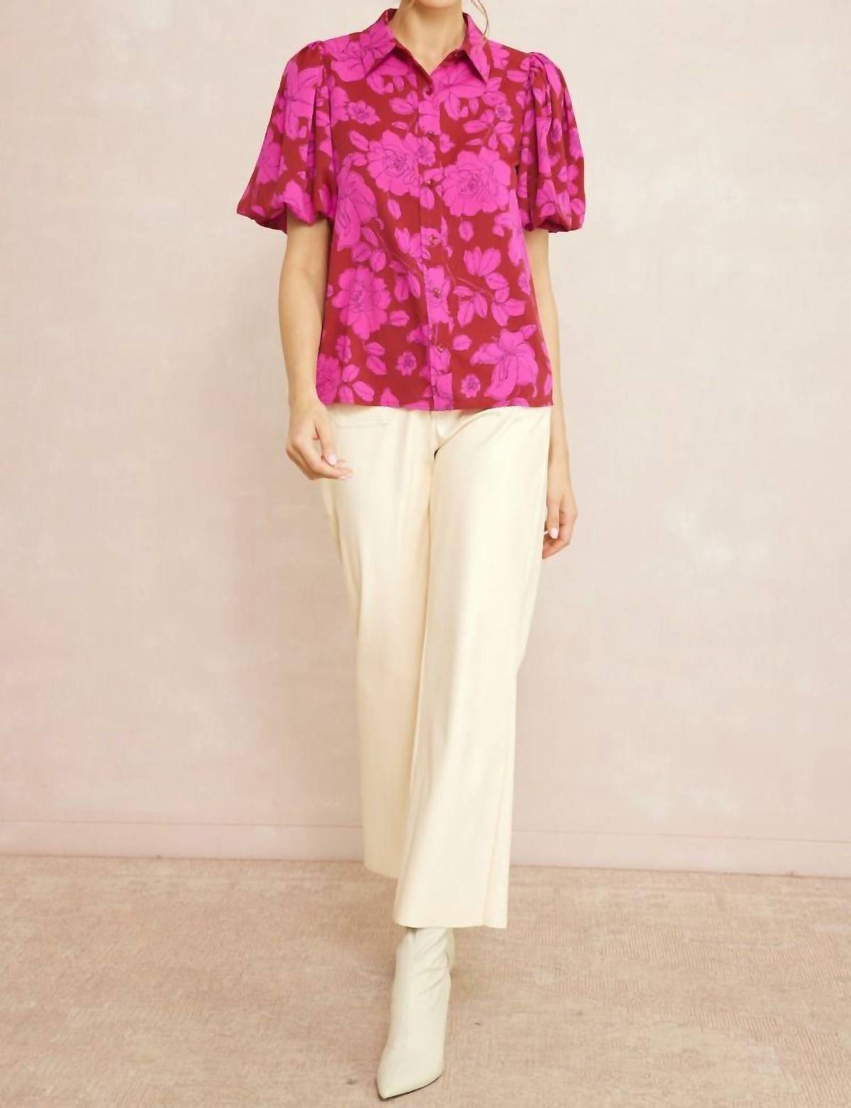Entro - Floral Button Up Top