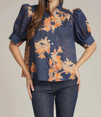 Entro - Floral Button Up Top