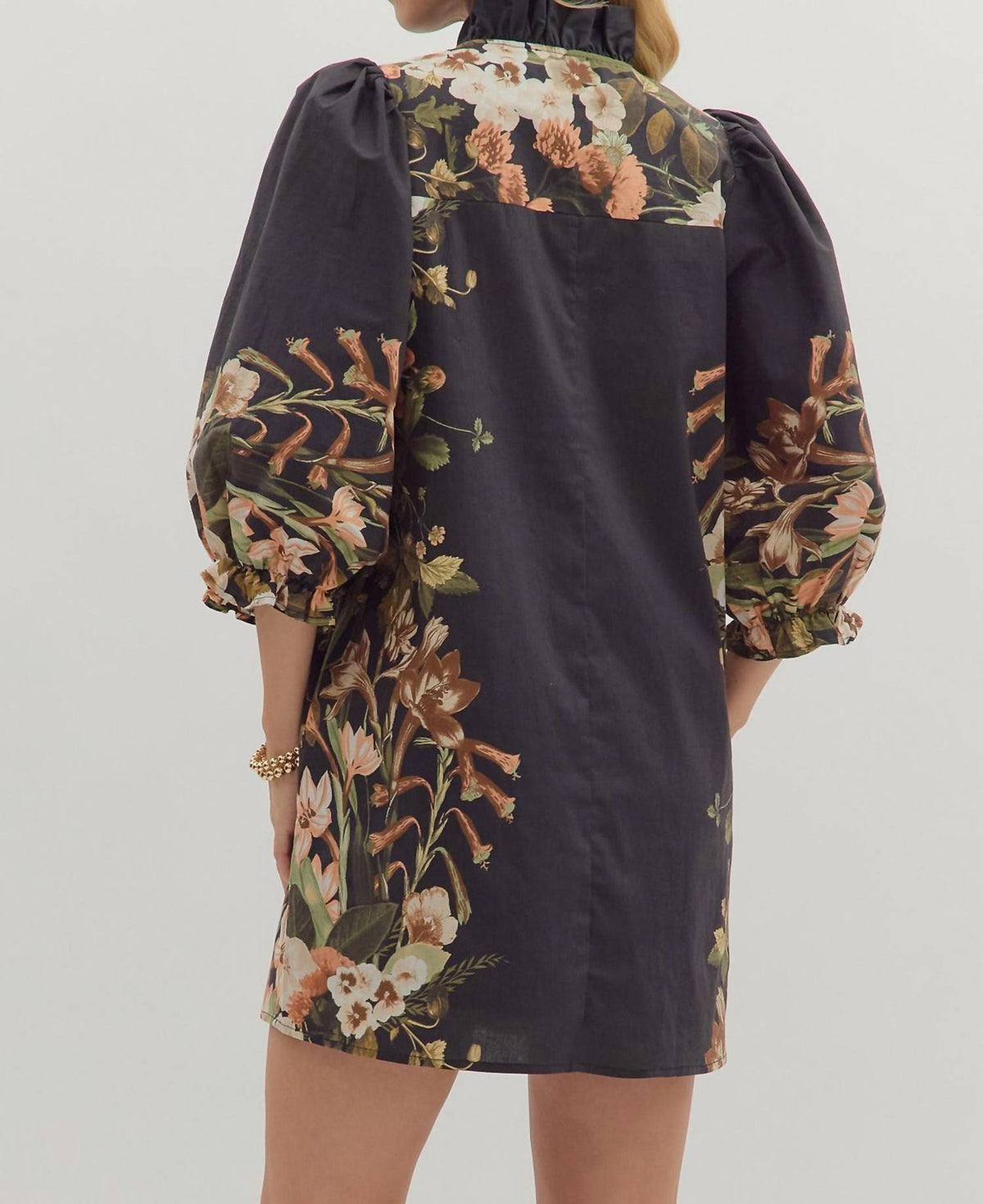 Entro - Floral Design Button Down Dress