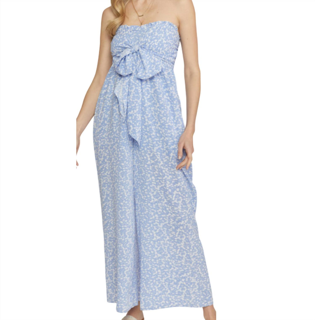 Entro - Floral Print Bust Tie Jumpsuit