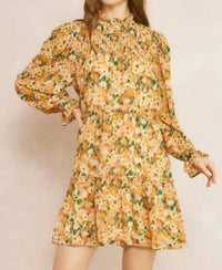 Entro - Floral Print Smocked Dress