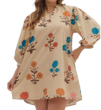Entro - Floral Three Quarter Sleeve Mini Dress