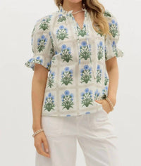 Entro - Flower Plaid Top