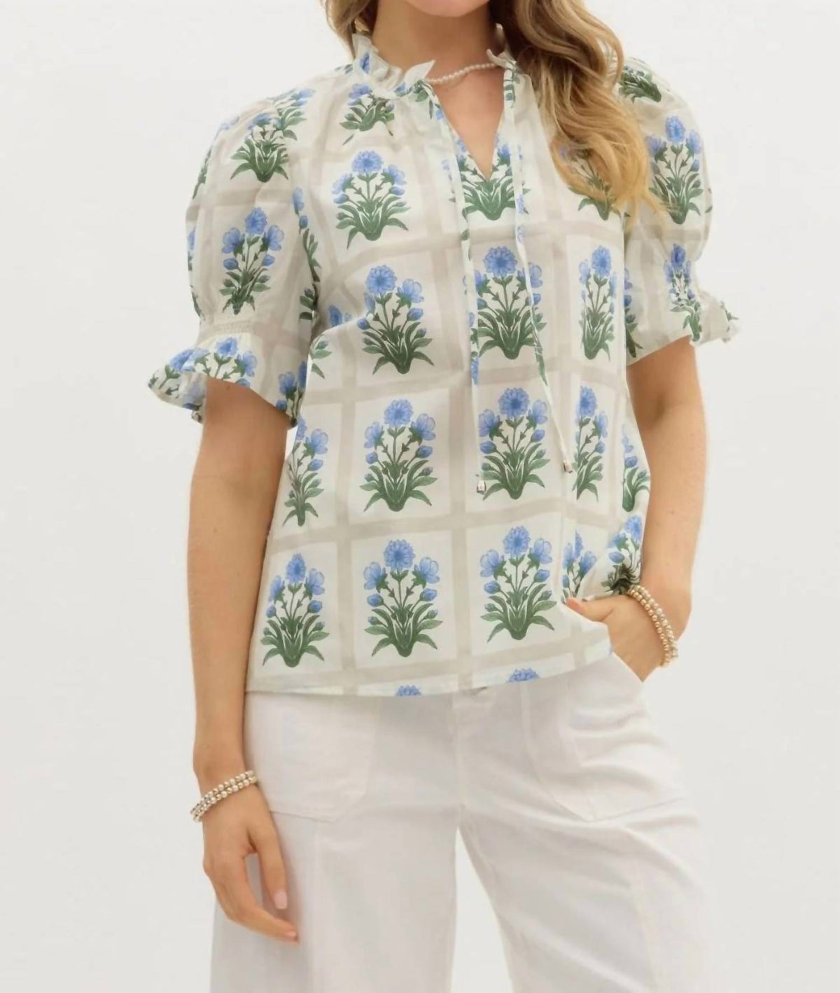 Entro - Flower Plaid Top