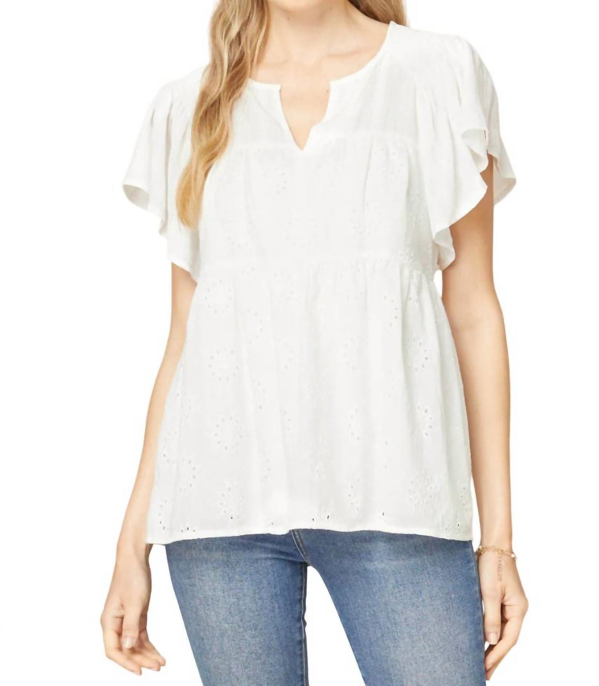 Entro - Flutter Sleeve Eyelet Top