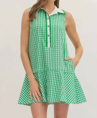 Entro - Gingham Cotton Mini Dress