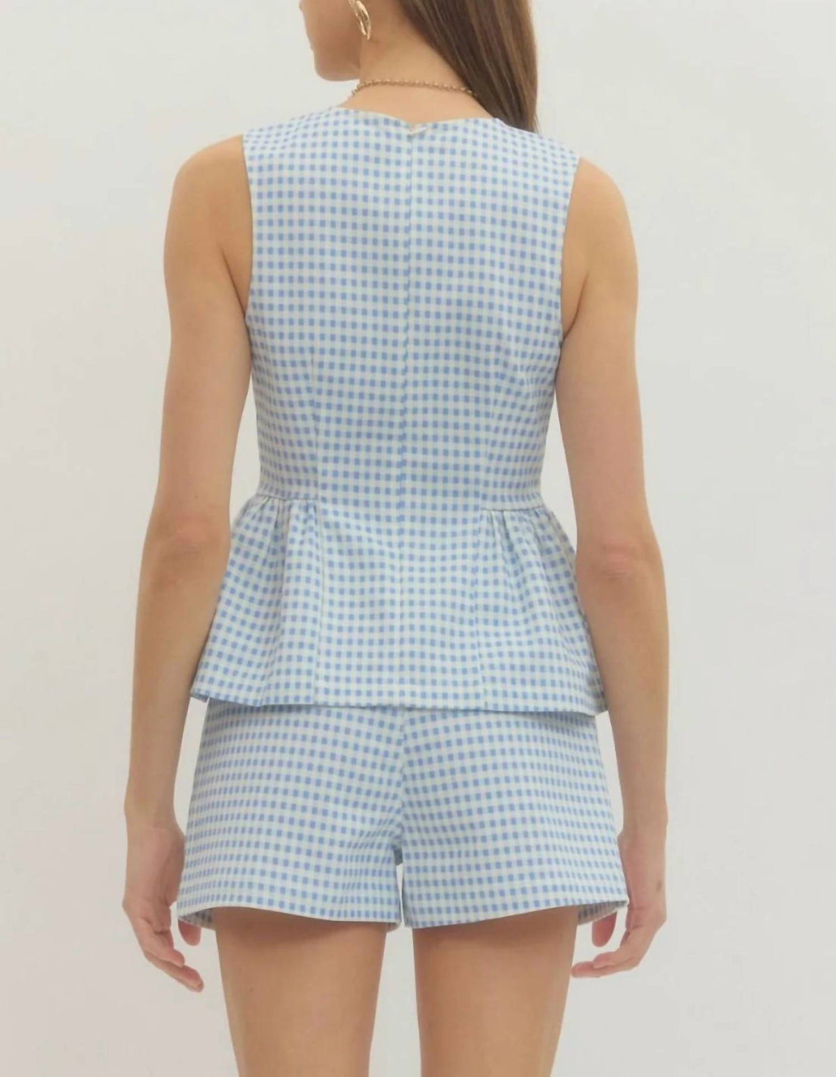 Entro - Gingham Peplum Short Set