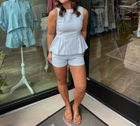 Entro - Gingham Peplum Short Set