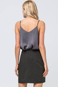 Entro - High Waist Grommet Mini Skirt