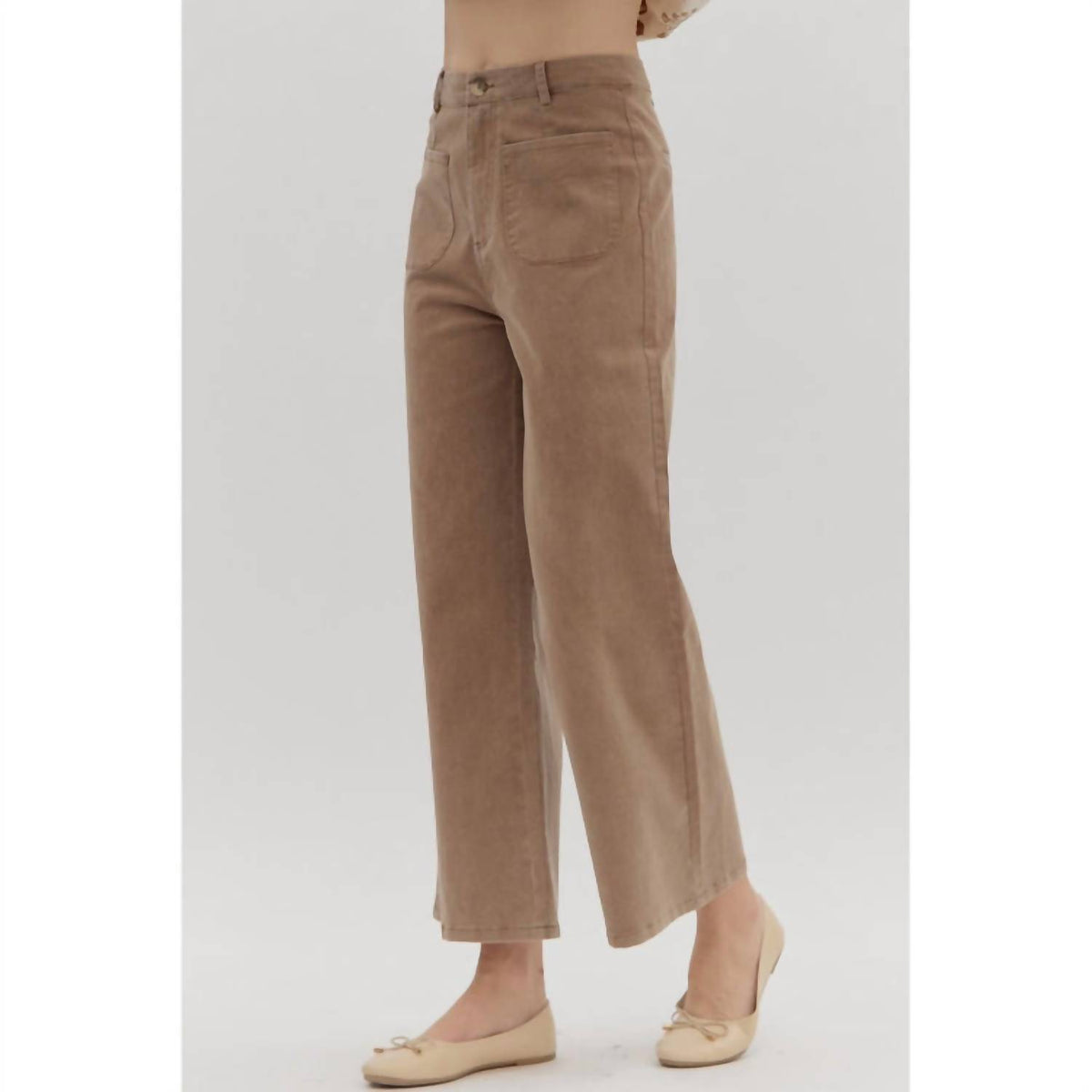Entro - High Waist Wide Leg Pocket Pants