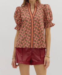 Entro - Ivy Abstract Print Top
