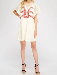 Entro - Lace & Embroidered Mini Dress