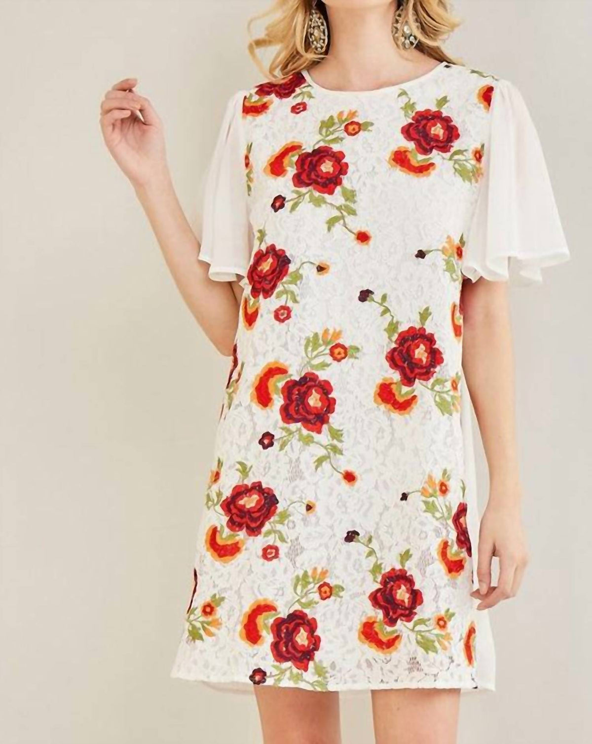Entro - Lace & Floral Shift Dress