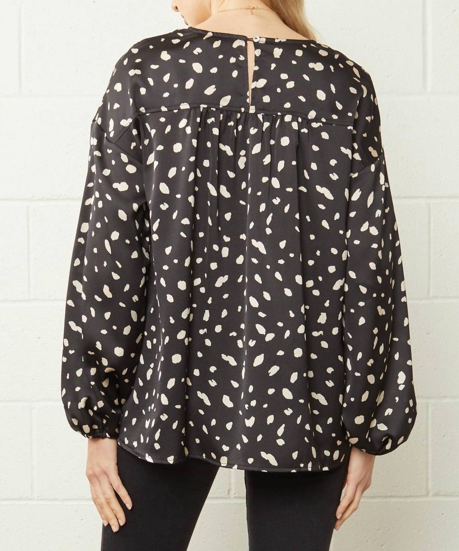 Entro - Leopard & Babydoll Blouse - black - blouses - clothing