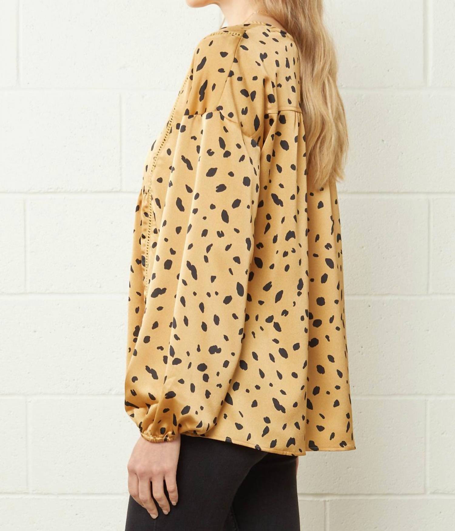 Entro - Leopard & Babydoll Blouse - blouses - clothing - patterned