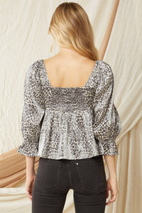 Entro - Leopard Iridescent Babydoll Top