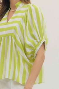 Entro - Limeaide Stripe Blouse