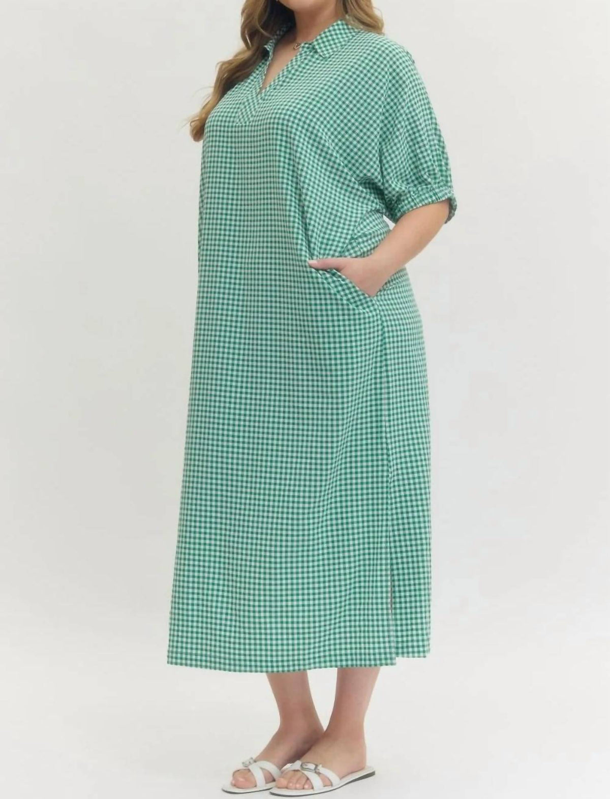 Entro - Long Gingham Dress
