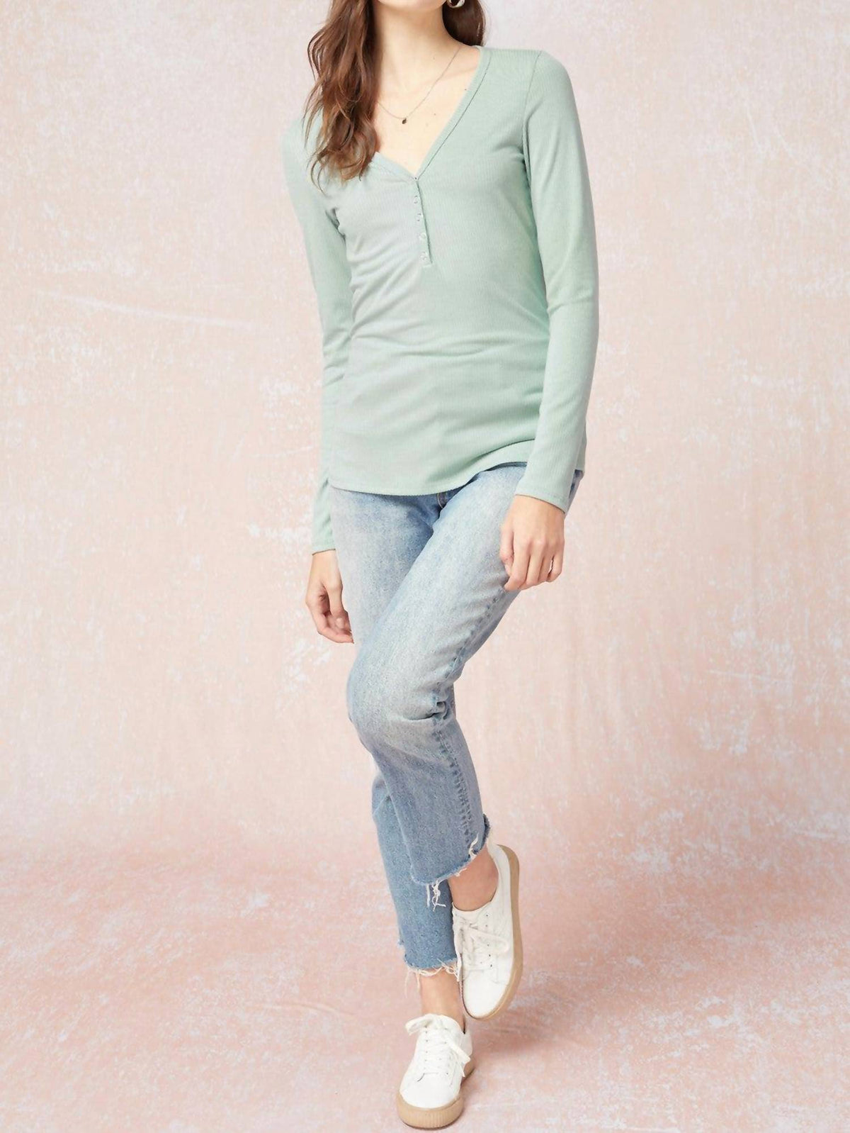 Entro - Long Sleeve V-Neck Top