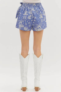 Entro - Lyla Western Motif Denim Wrap Skort