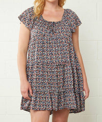 Entro - Micro Floral Tiered Dress - Plus