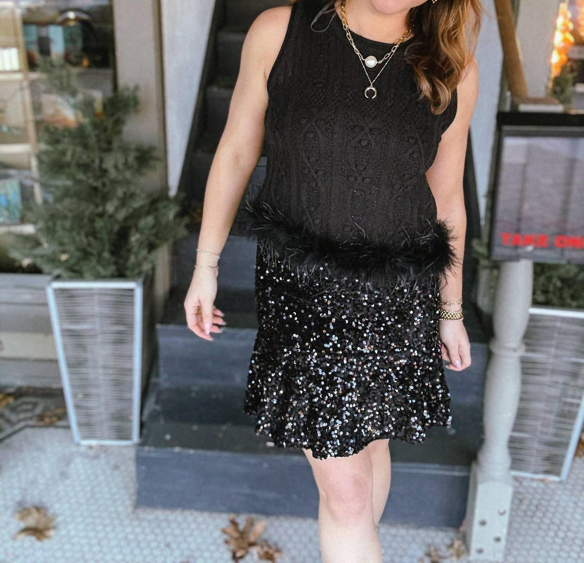 Entro - Midnight Glam Feather Tank