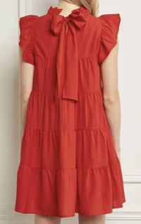 Entro - Mock Neck Ruffle Dress