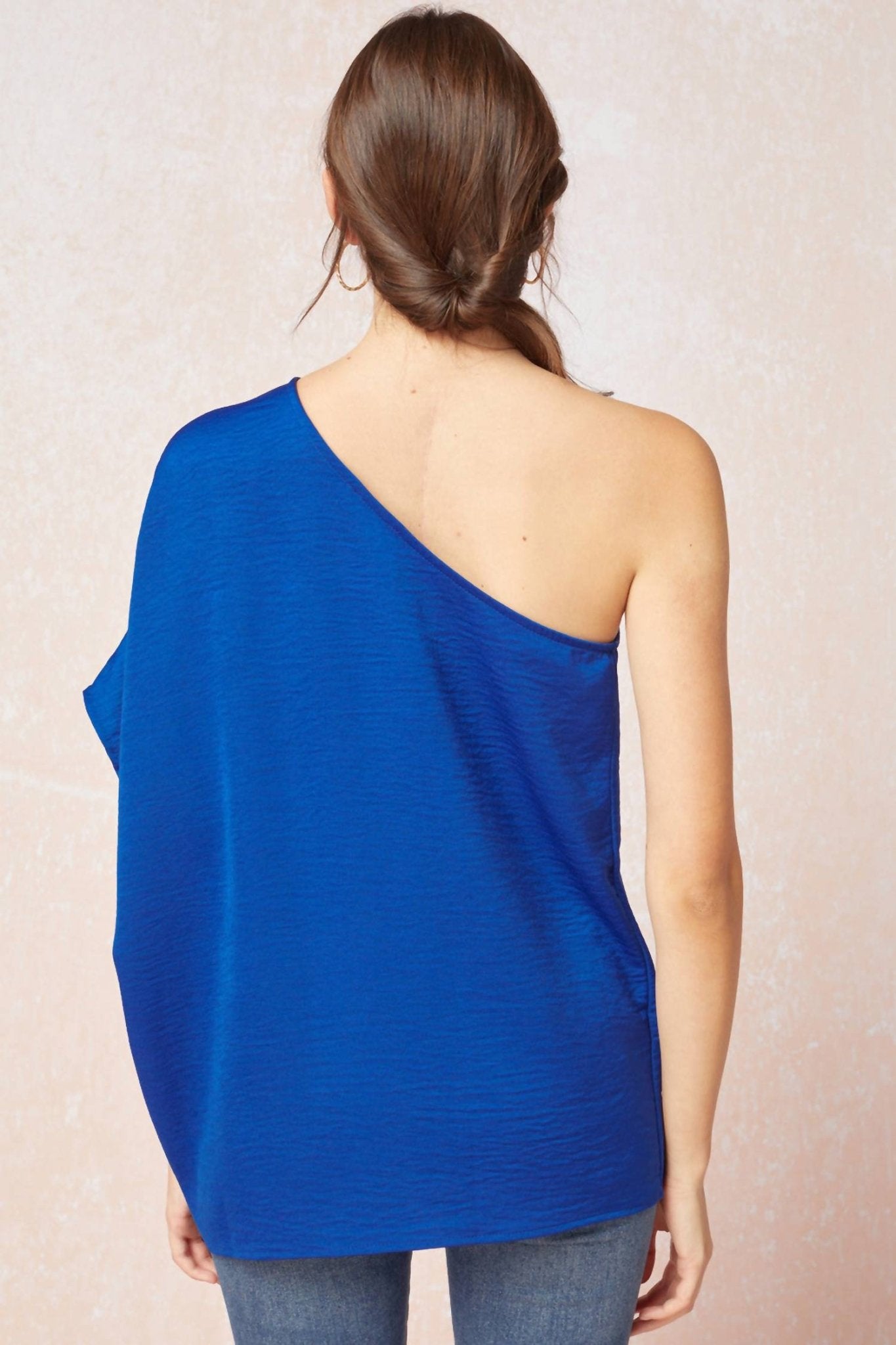 Entro - One Shoulder Top - blouses - blue - clothing