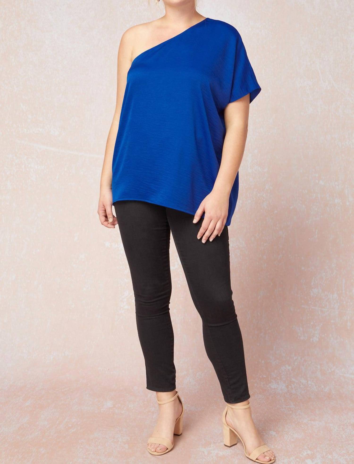 Entro - One Shoulder Top - blouses - blue - clothing