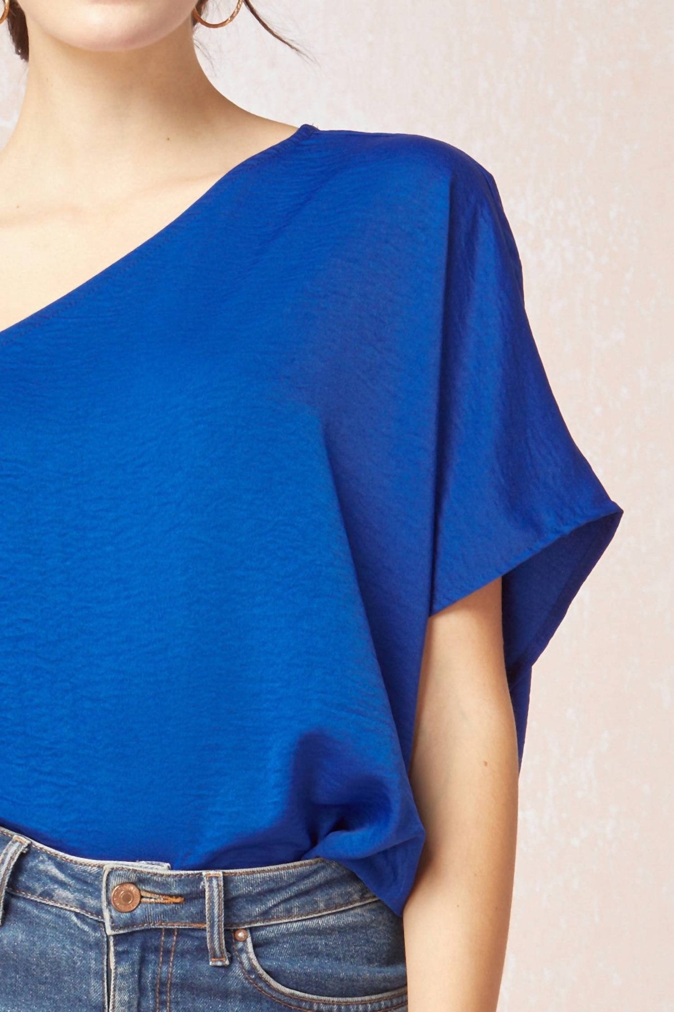 Entro - One Shoulder Top - blouses - blue - clothing