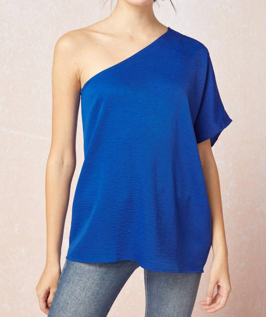 Entro - One Shoulder Top - blouses - blue - clothing