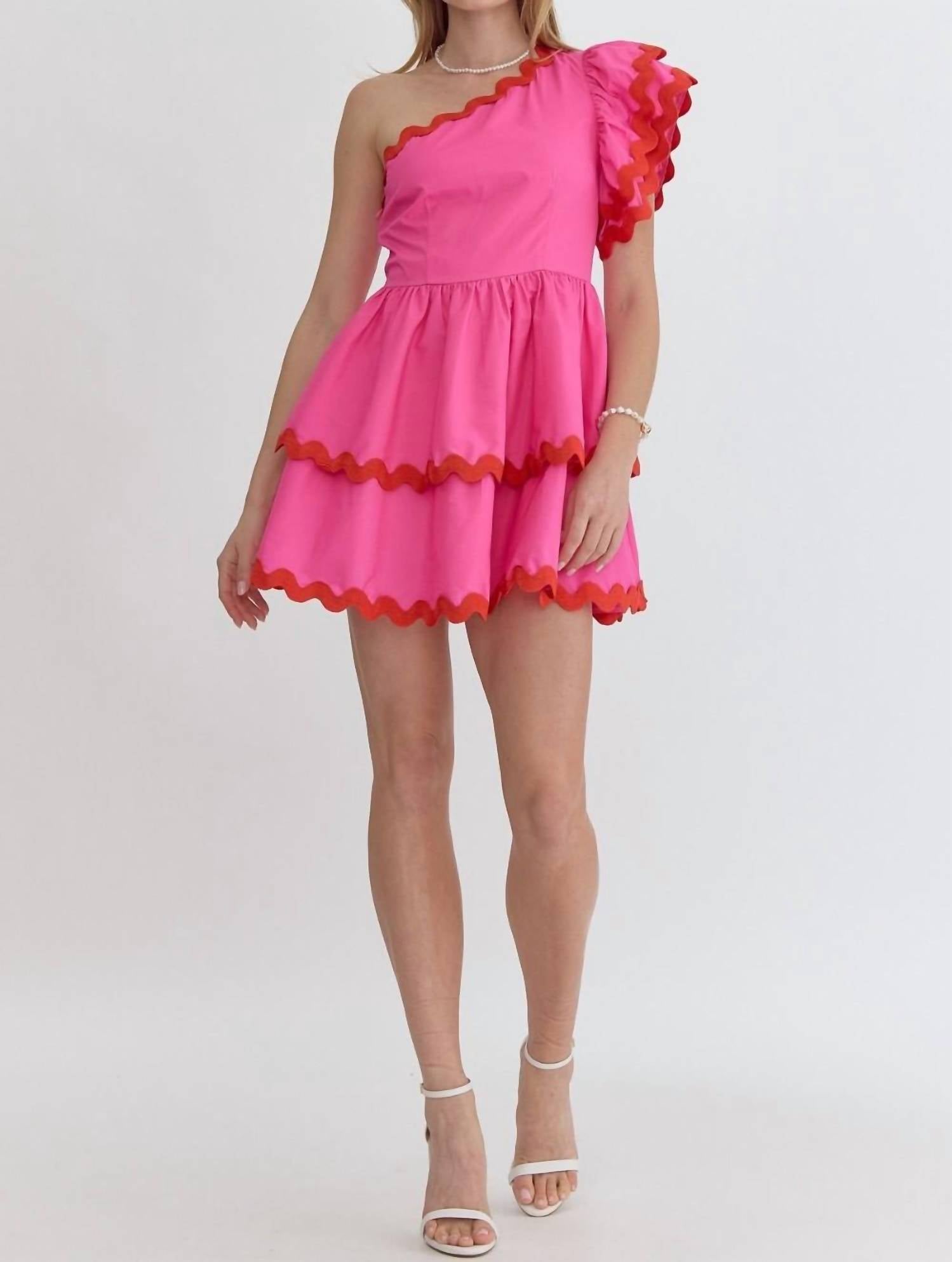 Entro - One Shoulder Valentine Mini Dress - clothing - dresses - mini