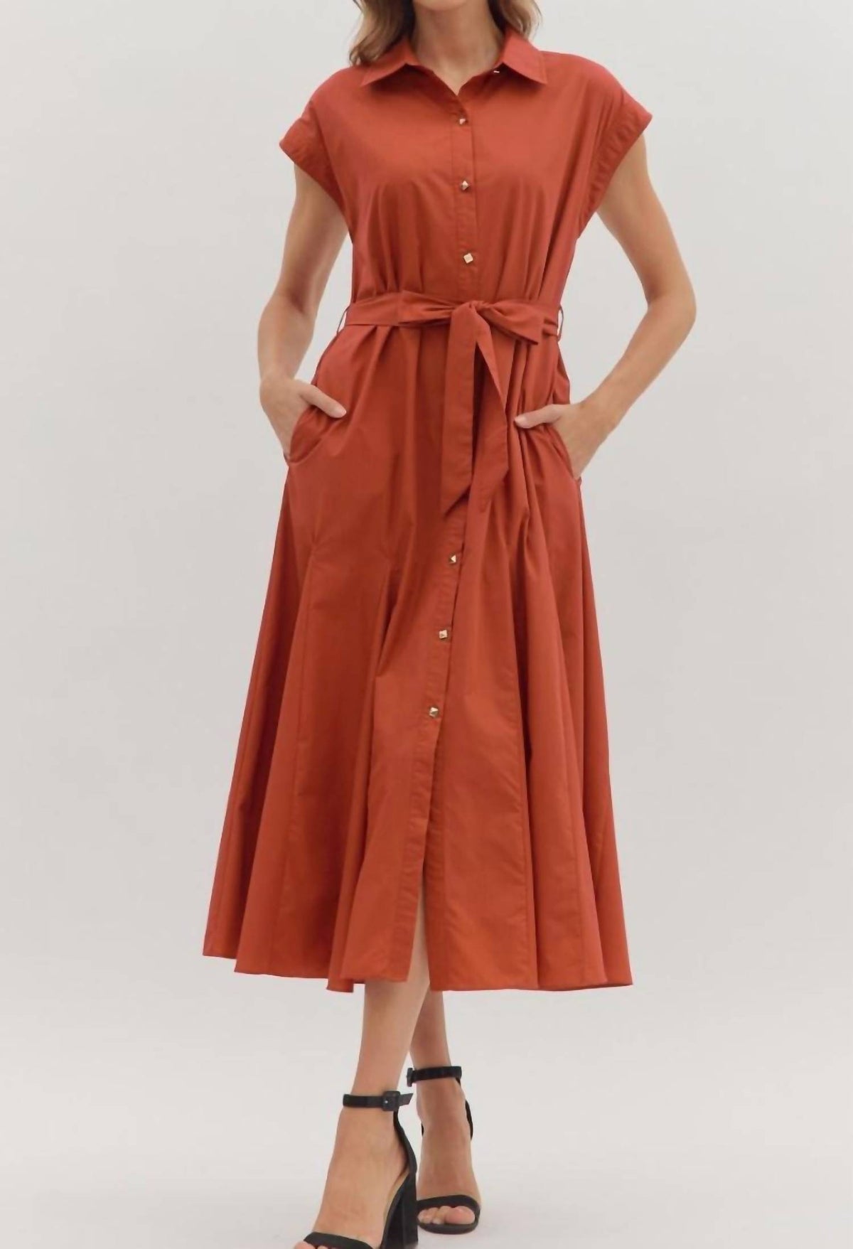 Entro - Paula Button Down Midi Dres