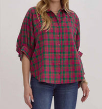 Entro - Plaid Oversized Top