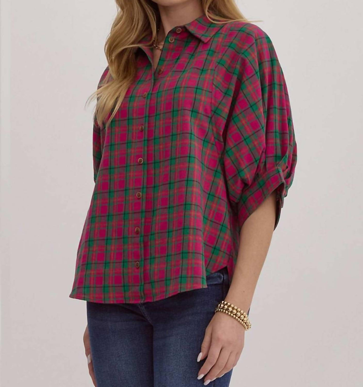 Entro - Plaid Oversized Top