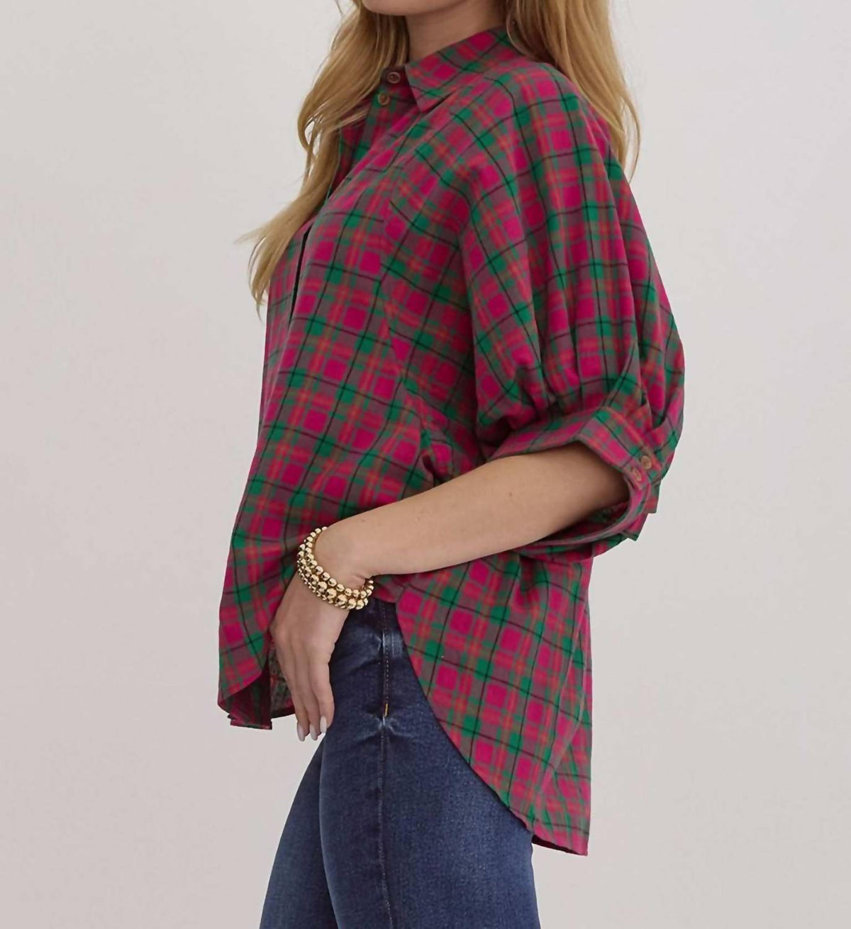 Entro - Plaid Oversized Top