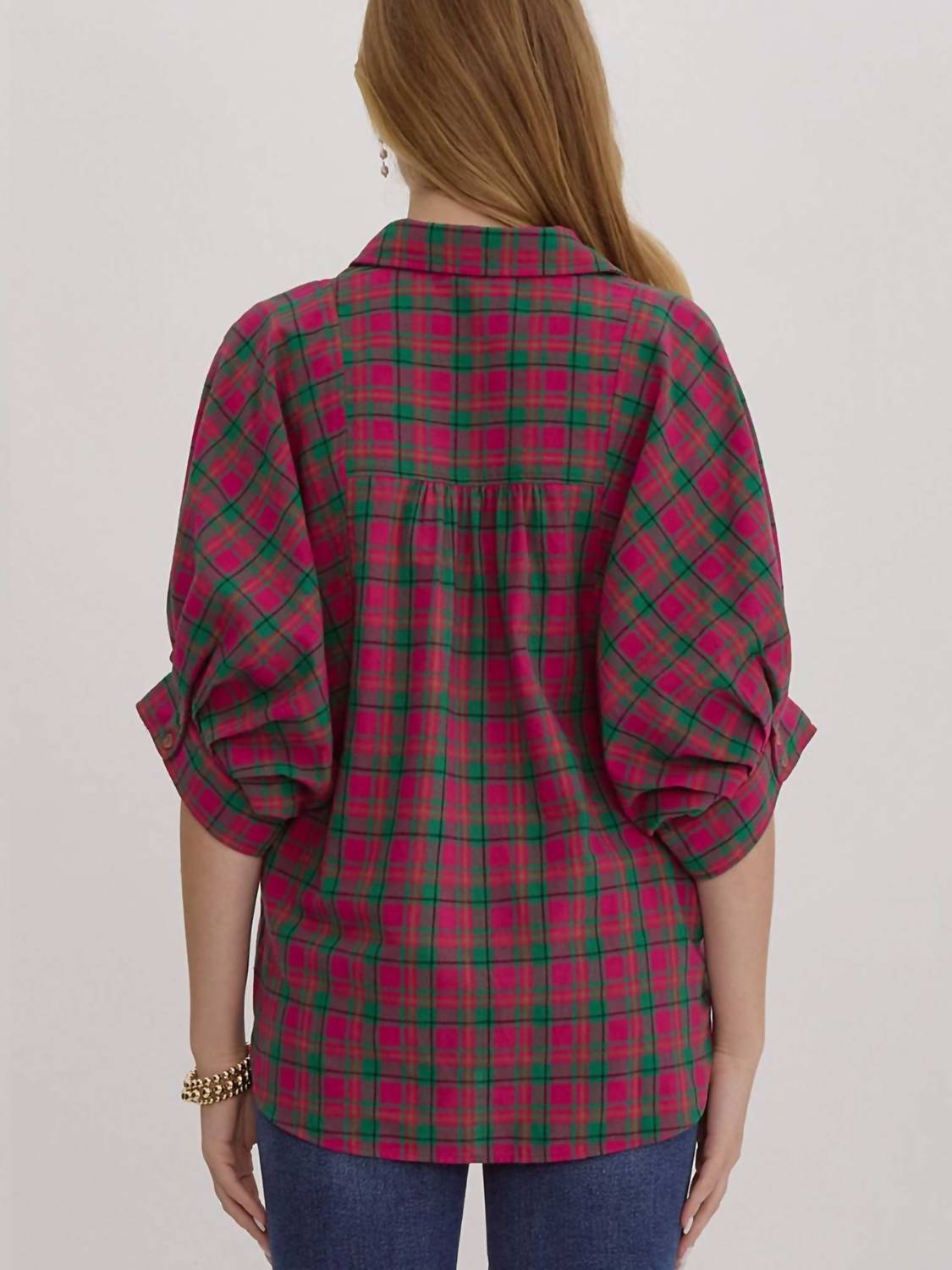 Entro - Plaid Oversized Top