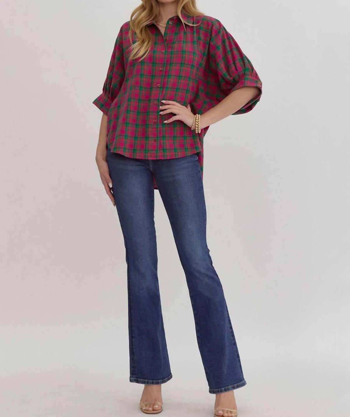 Entro - Plaid Oversized Top