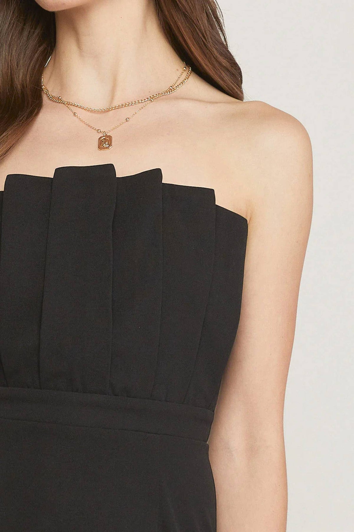 Entro - Pleated Strapless Midi Dress