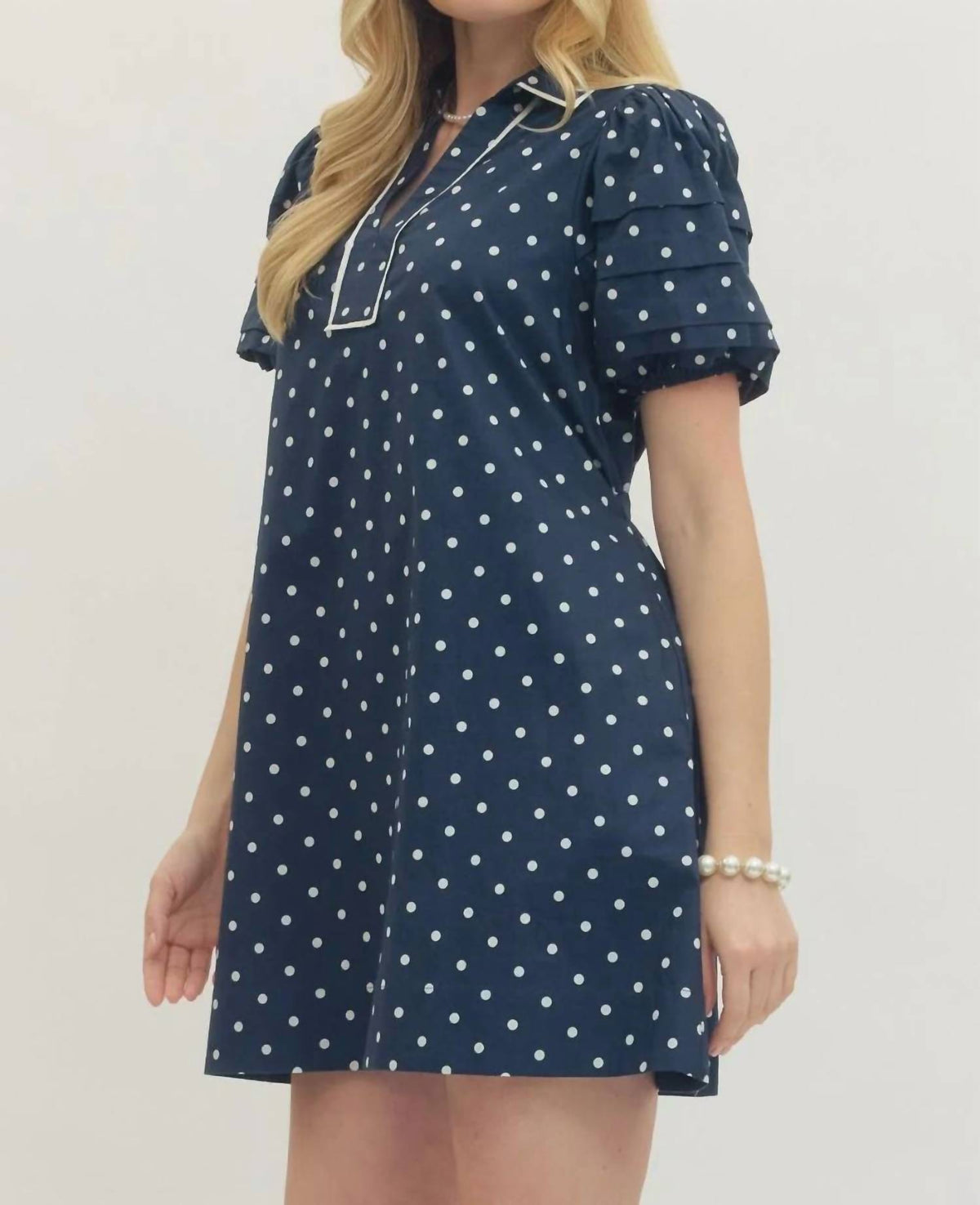Entro - Polka Dot Layered Sleeve Dress