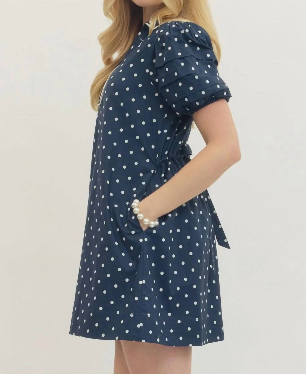 Entro - Polka Dot Layered Sleeve Dress
