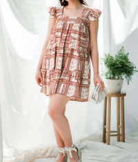 Entro - Printed Square Neck Dress